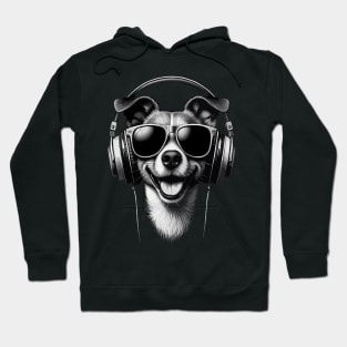 funny music lover happy dog Hoodie